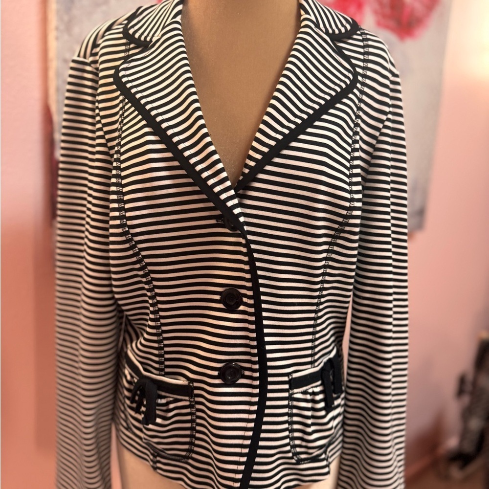 Joseph Ribkoff Black and White Striped Blazer